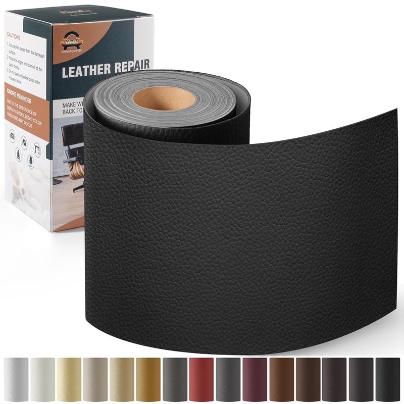 AZ Leather Repair Kit for Furniture 4"x 63" Leather Tape Repair Patch Self Adhesive Sofa Vinyl Repair Patch Kit for Car Seat,Couch,Boat Seat,Chair - Black - Image 1